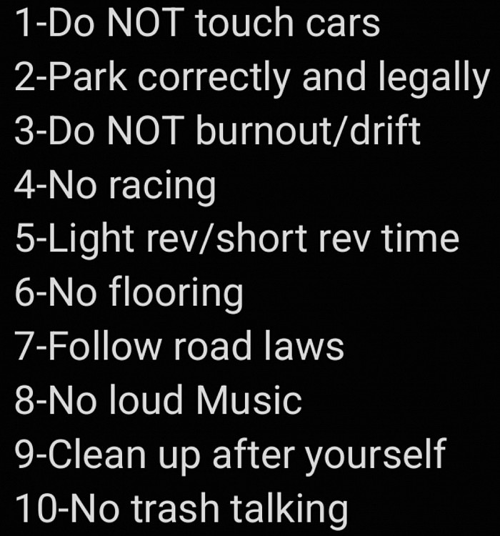 WSF car meet Rules